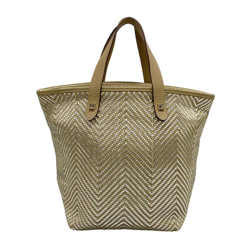 Hermès Chennai PM Tote Bag Gray Beige Silver Polyester Calf Leather Jebron Bicol